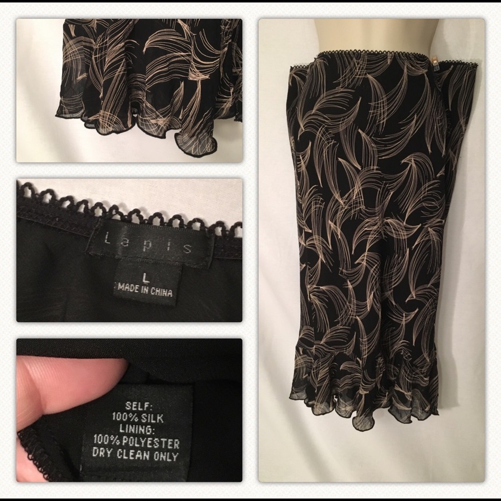 Long 100% Silk Skirt Size Large by Lapis