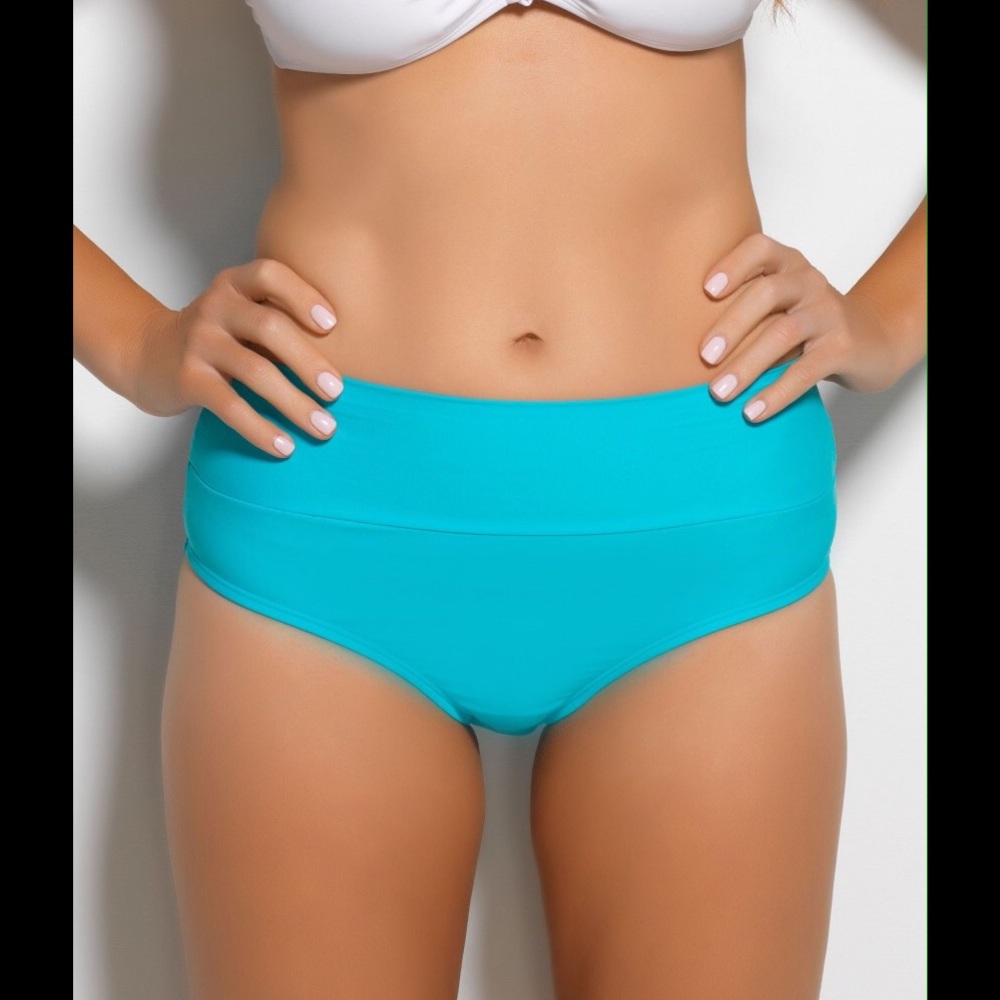 BRIGHT Turquoise MEDIUM Full Coverage Swim Bottom
