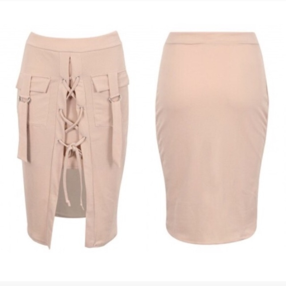 New women lace up skirt with pockets - Picture 2 of 5