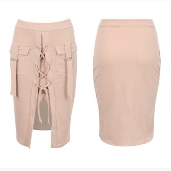 New women lace up skirt with pockets - Picture 2 of 5