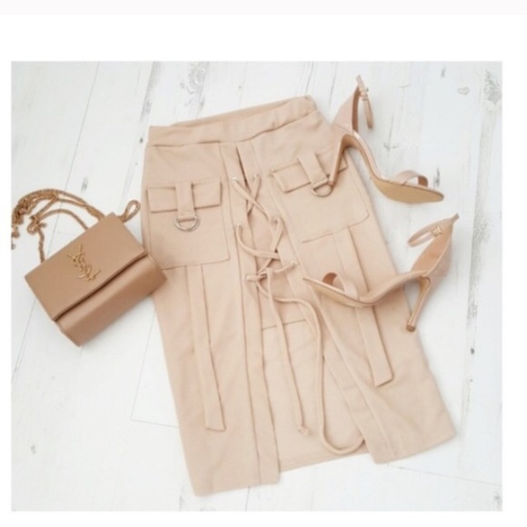 New women lace up skirt with pockets - Picture 3 of 5