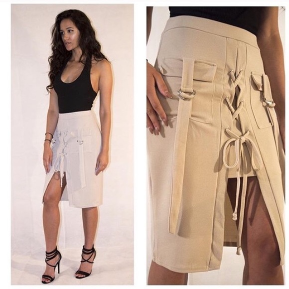 New women lace up skirt with pockets - Picture 4 of 5