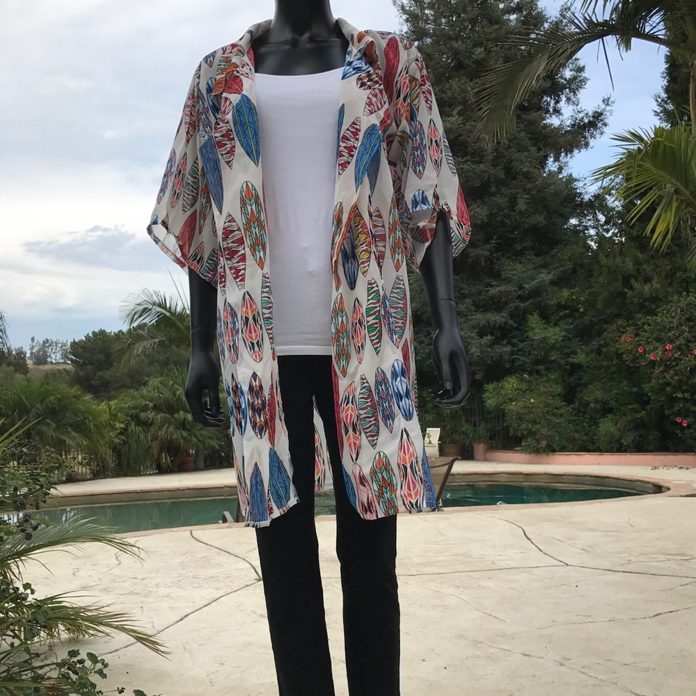 Surfboard Print Kimono Beach Cover Up - Picture 2 of 9