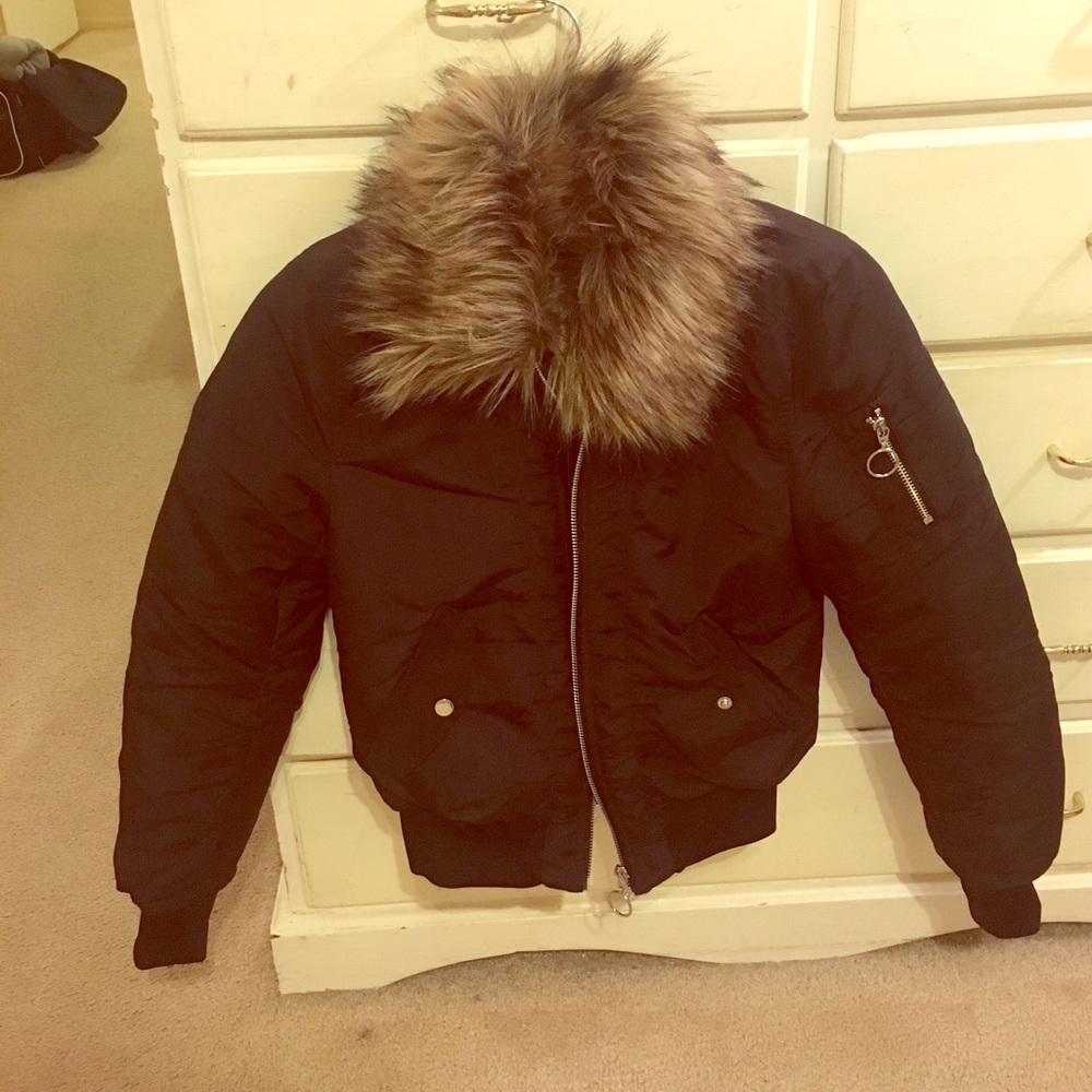H&M bomber jacket with fur