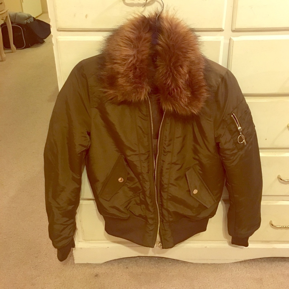 H&M bomber jacket with fur.