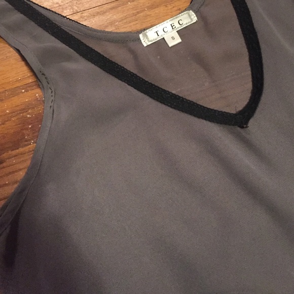 Grey, tan and orange peplum tank - Picture 2 of 3