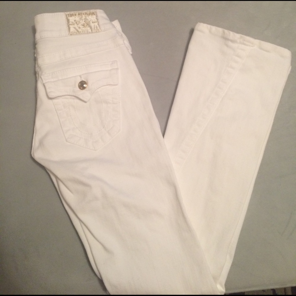 True Religion White Boot Cut Disco Jeans