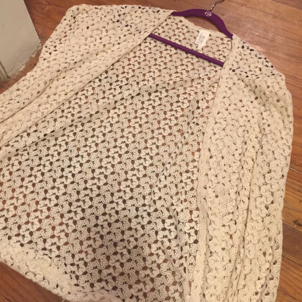 Tan crochet kimono
