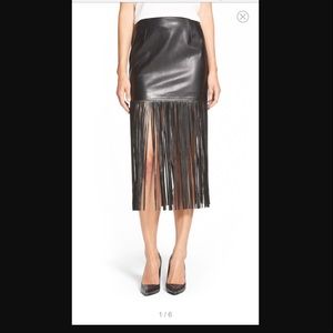 Faux Leather Fringe Skirt (Never Worn)