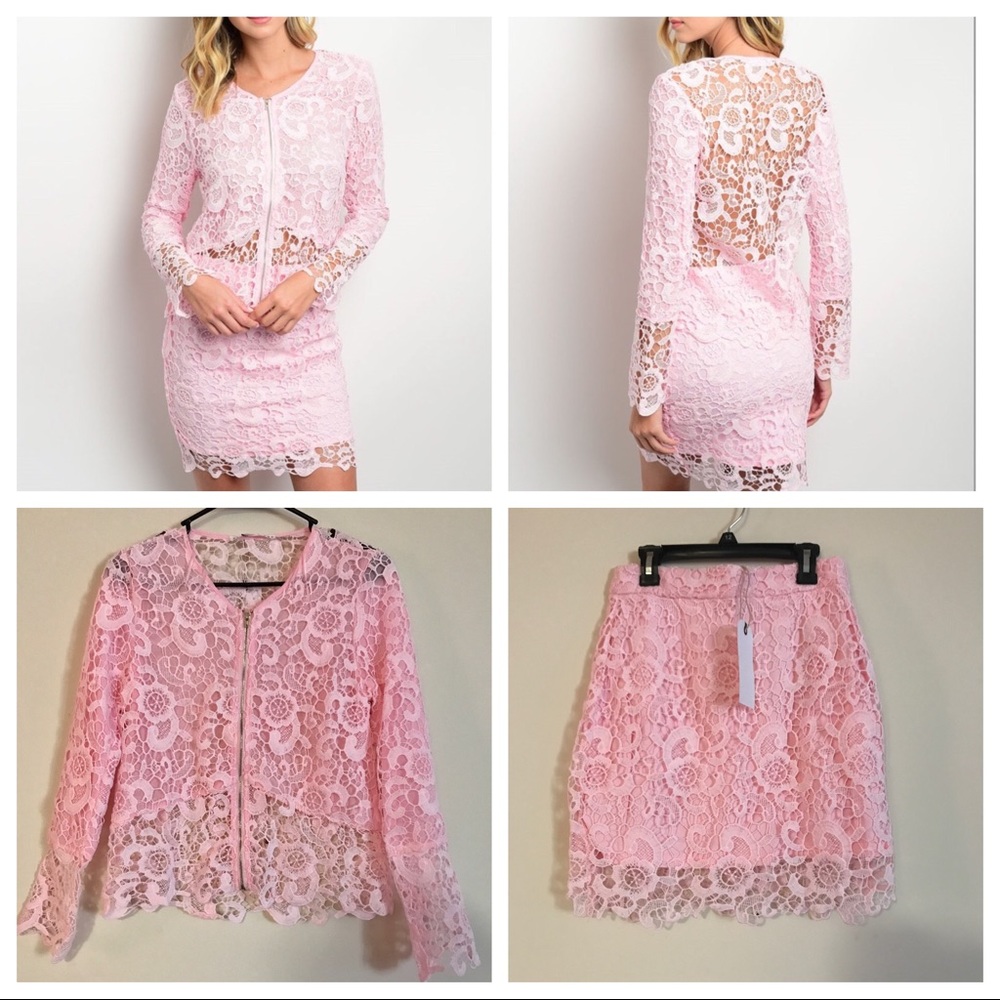 Lovely Light Pink Crochet Top & Skirt - Picture 2 of 5