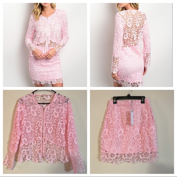 Lovely Light Pink Crochet Top & Skirt - Picture 2 of 5