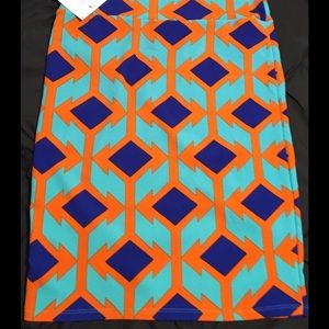 🆕 NWT LULAROE CASSIE SIZE LARGE BLUE ORANGE