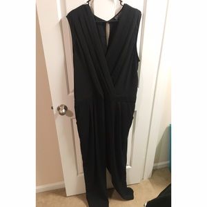 Forever 21 plus black deep v jumpsuit