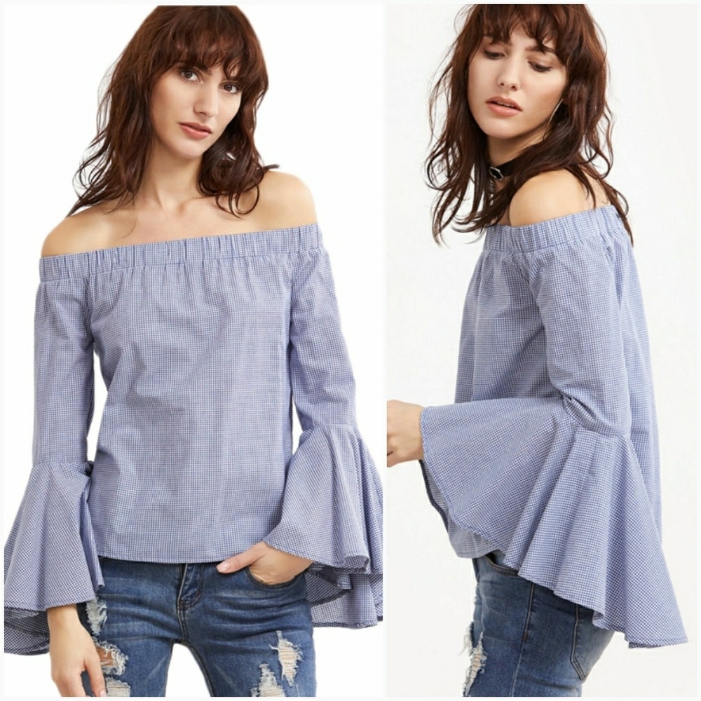 • FLASH SALE  •Off The Shoulder Bell Sleeve Blouse - Picture 2 of 5