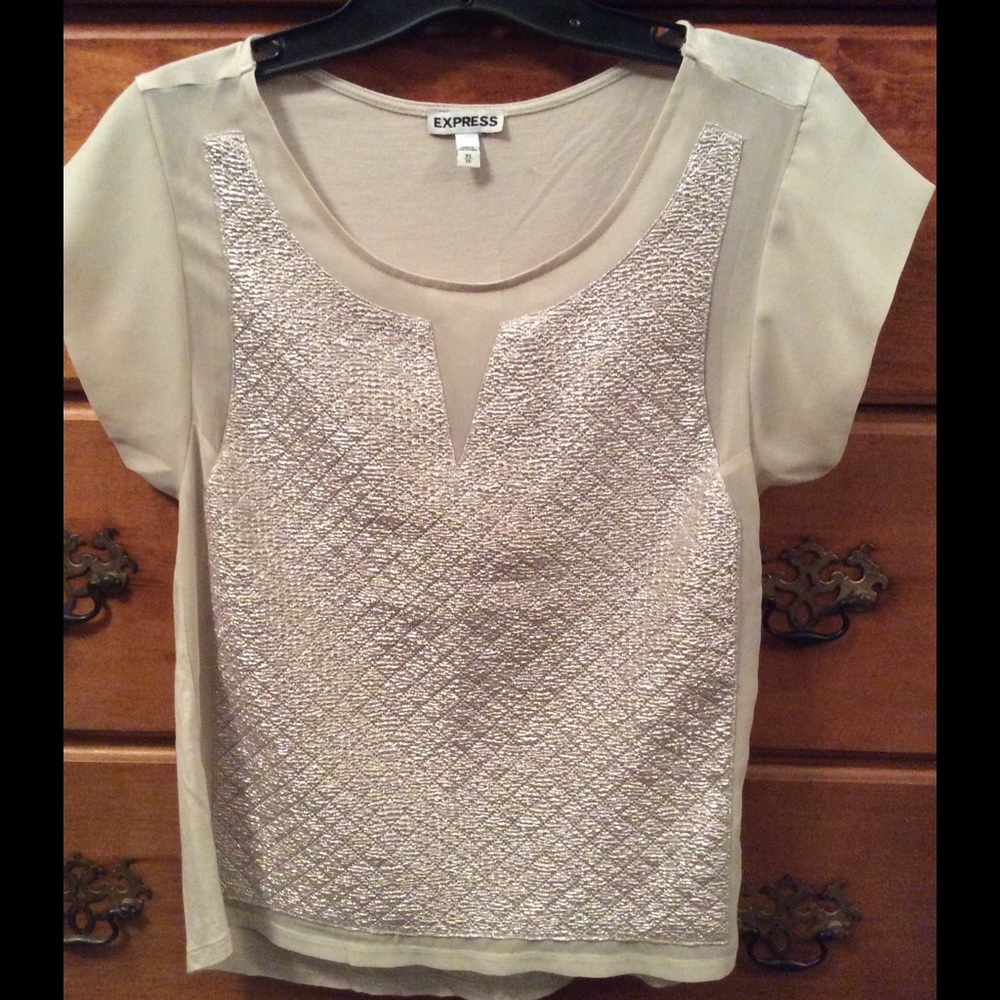 Express cream shimmer blouse