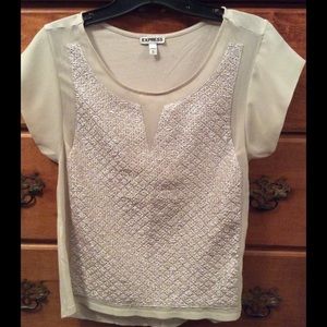 Express cream shimmer blouse