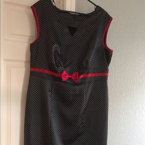 Retro pinup black & red polka dot dress - size 16