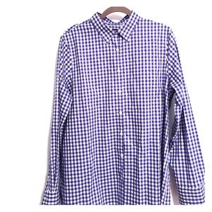 No Iron Blue & White Gingham Button Down