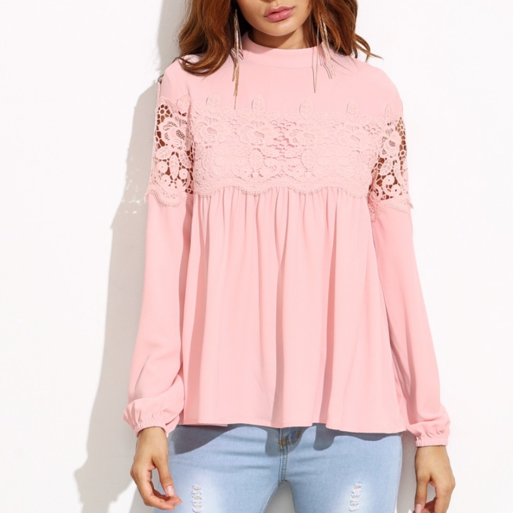 Pink lace top in small new