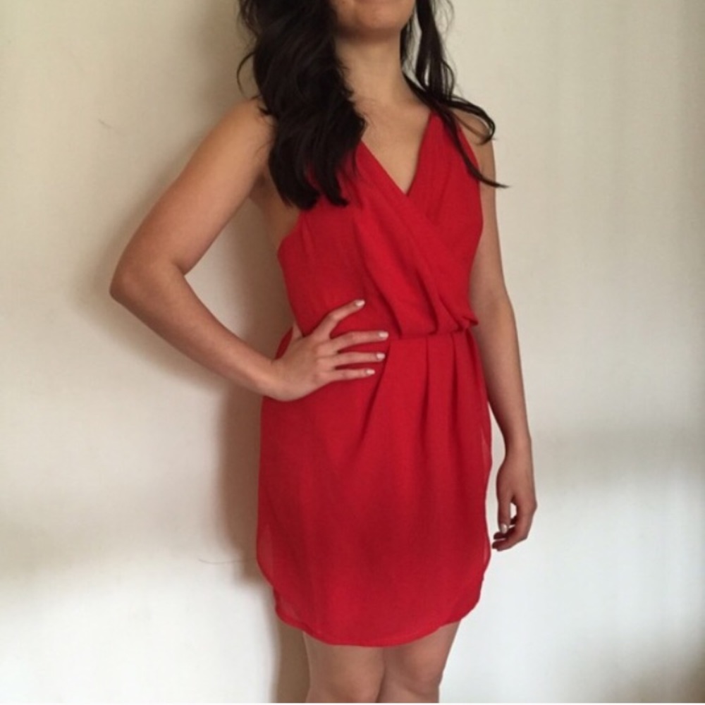 Prom party formal Red and gold cocktail dress