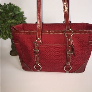 Red COACH handbag
