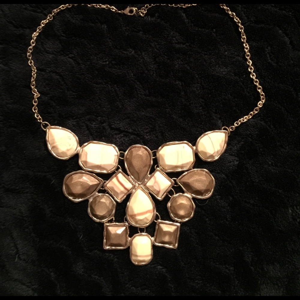 Brown and tan statement necklace