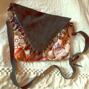 Boho embroidered quilted purse