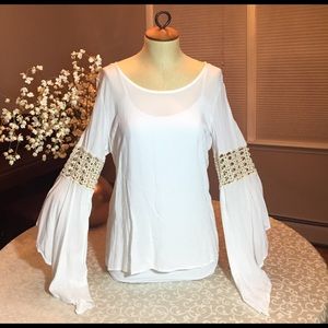 Elan White Long Sleeve Top