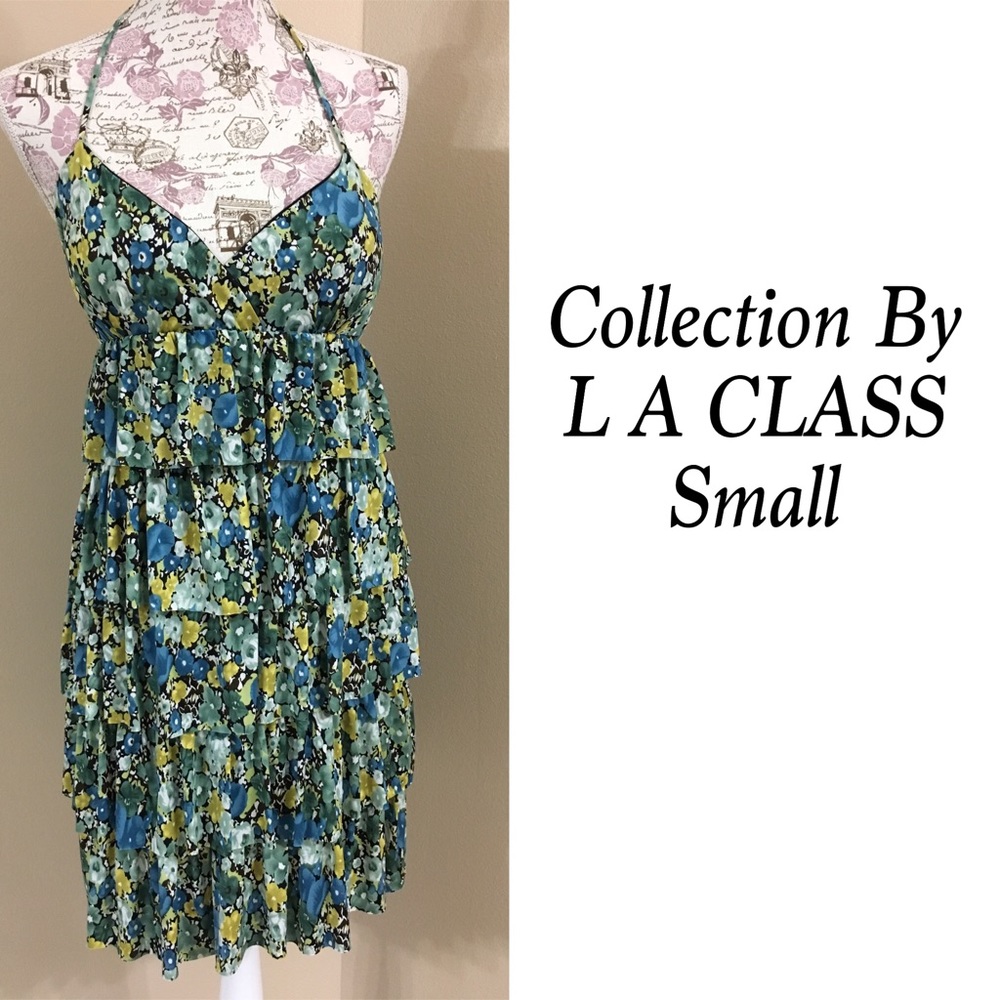 💐SALE🌷🆕STUNNING Floral Ruffled Halter Dress S