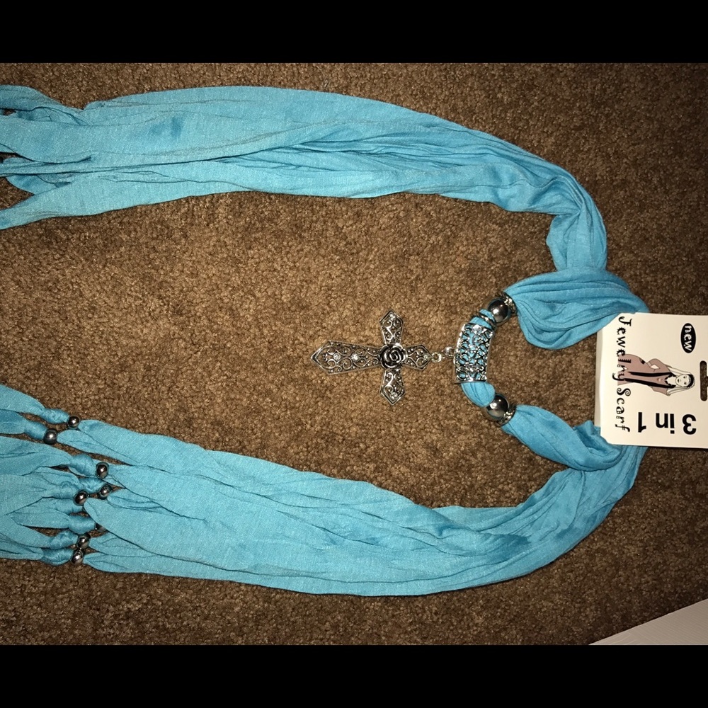 Blue jewelry scarf