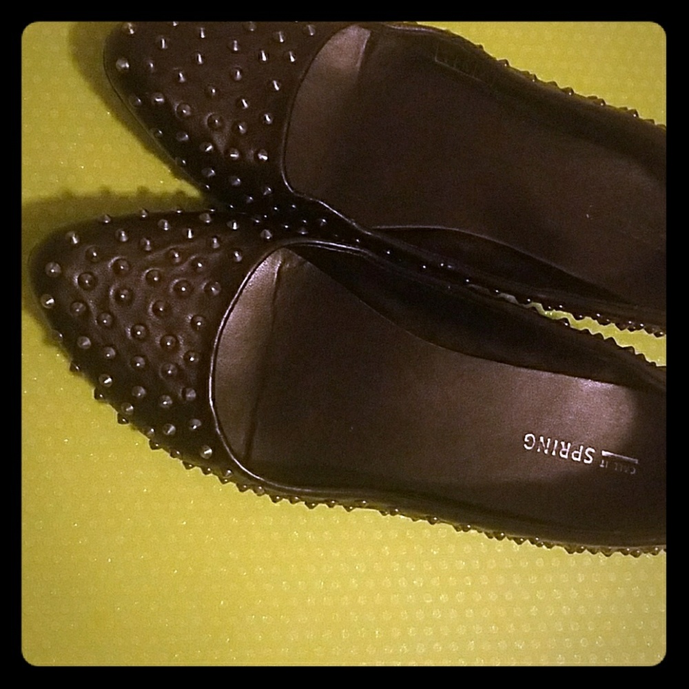 Black flats with studs