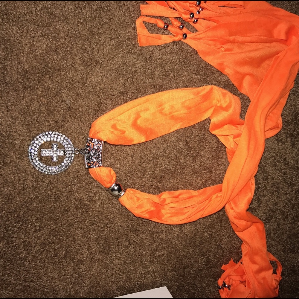 Lovely orange jewelry scarf