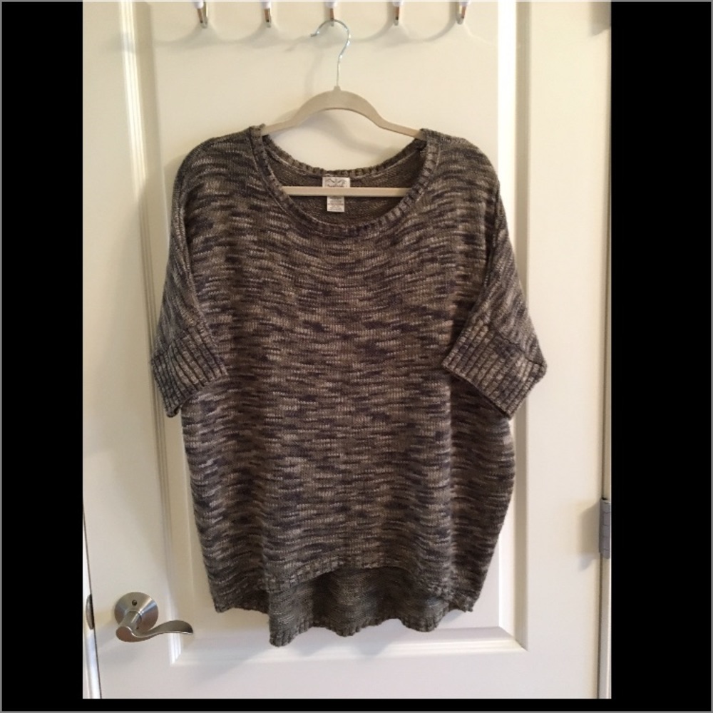 Olive green high low short sleeve sweater