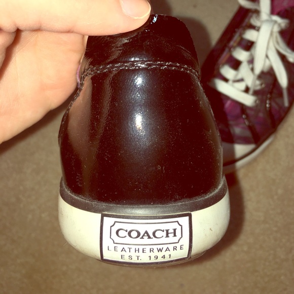 Coach leather ware purple and black plaid shoes - Picture 2 of 3