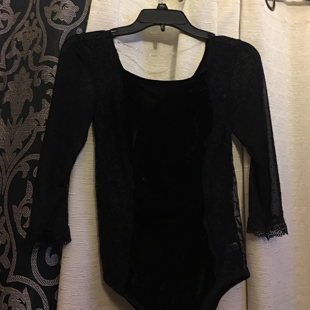Black velvet bodysuit