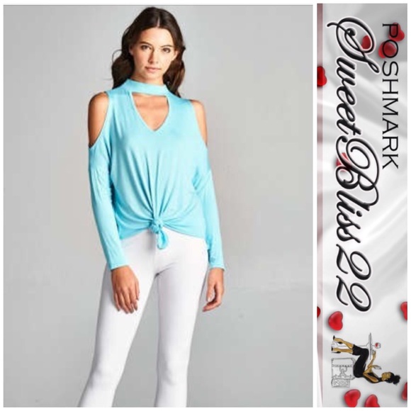💎Cold Shoulder Blue Top💎 - Picture 2 of 2