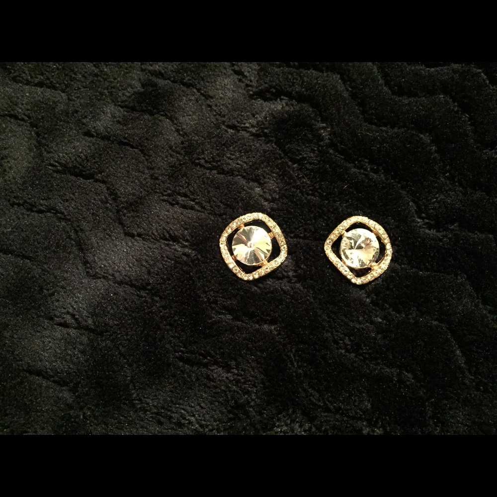 Gold and faux crystal earrings