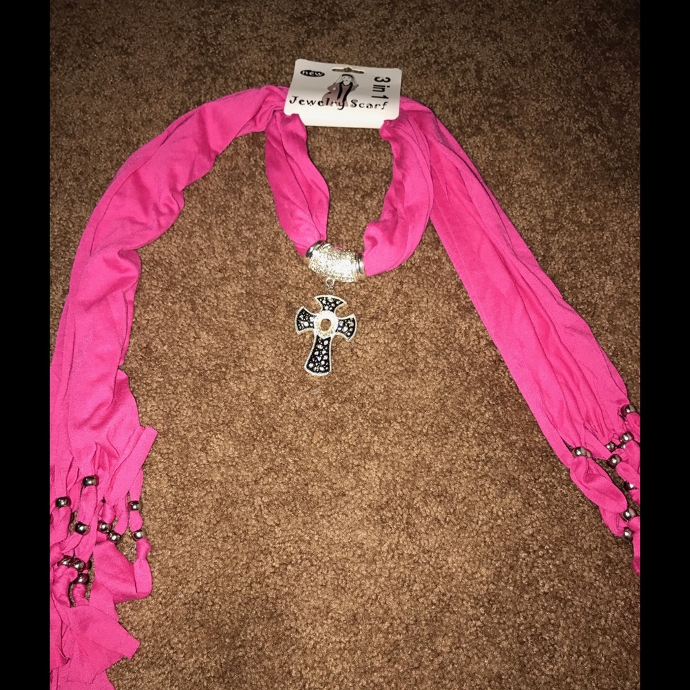 Pretty pink jewelry scarf