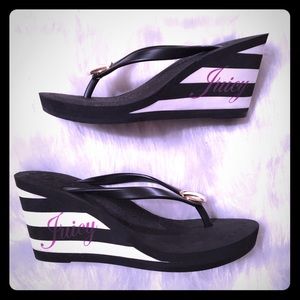 Juicy Couture Stripes Wedge Sandals