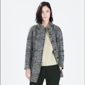NWOT Zara Green Houndstooth Coat