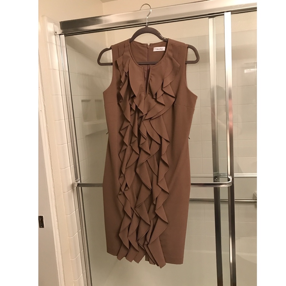 Calvin Klein Khaki Frills Dress - Sz 8