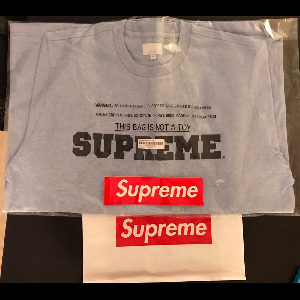 Supreme collegiate Logo Tee heather light blue XL
