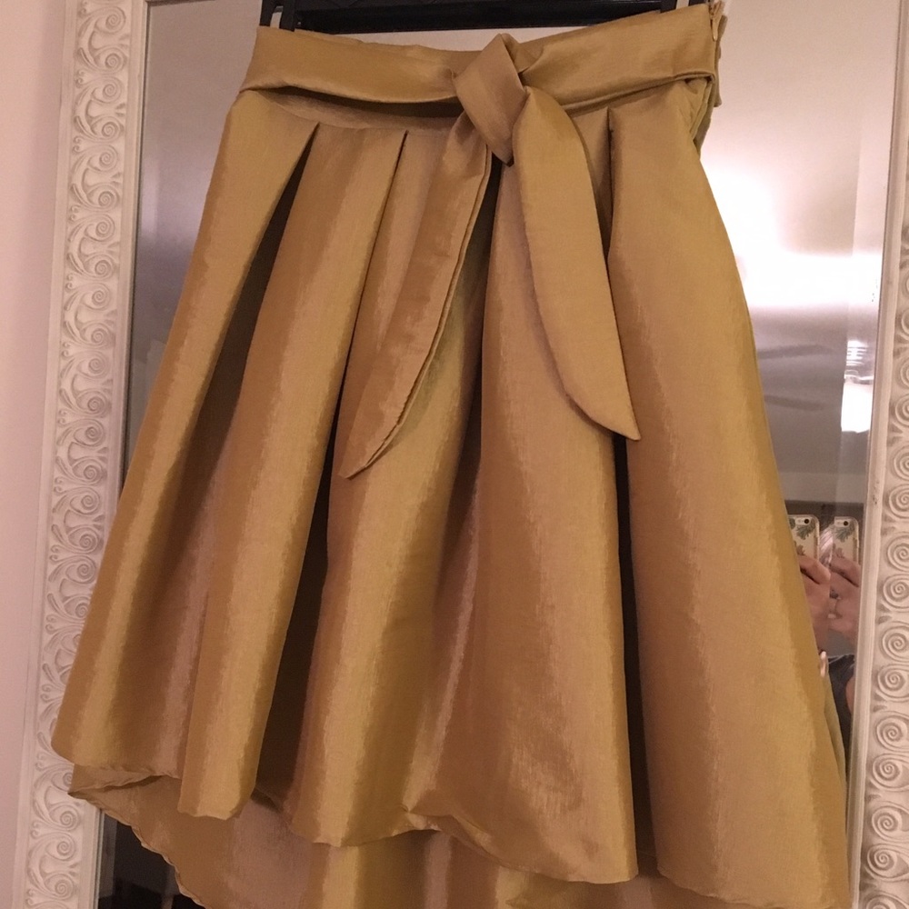 Gold midi skirt.