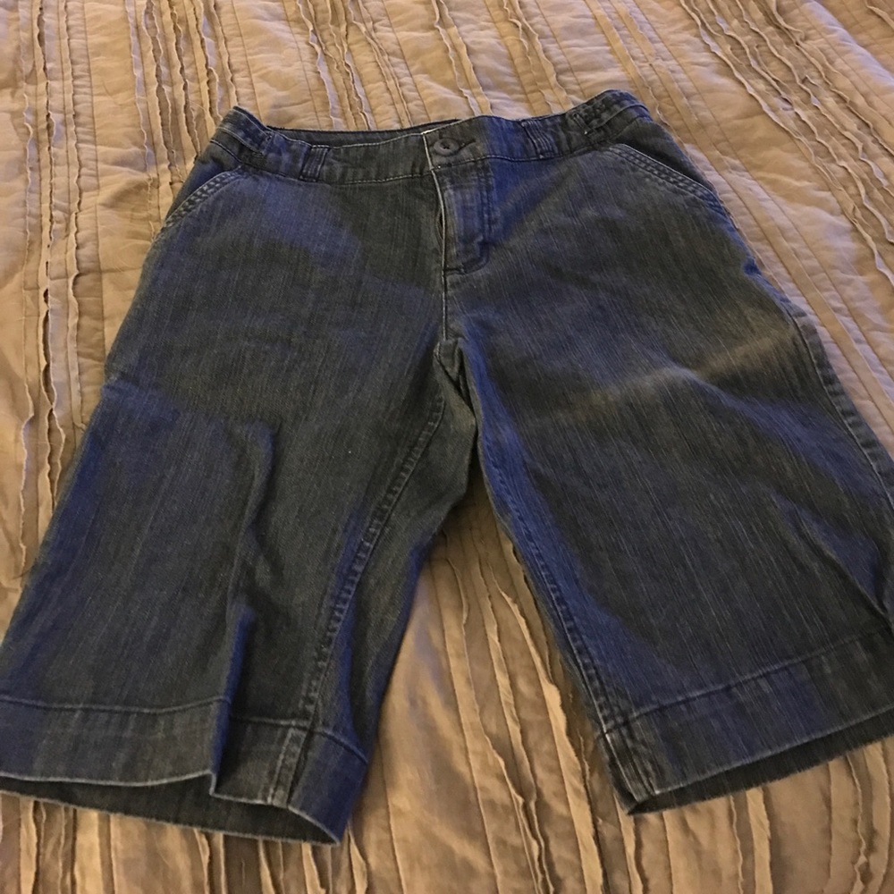 Denim mid-length shorts
