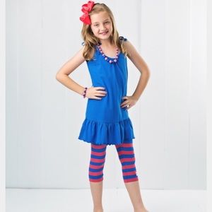 Ruffle Girl tie string capri legging set