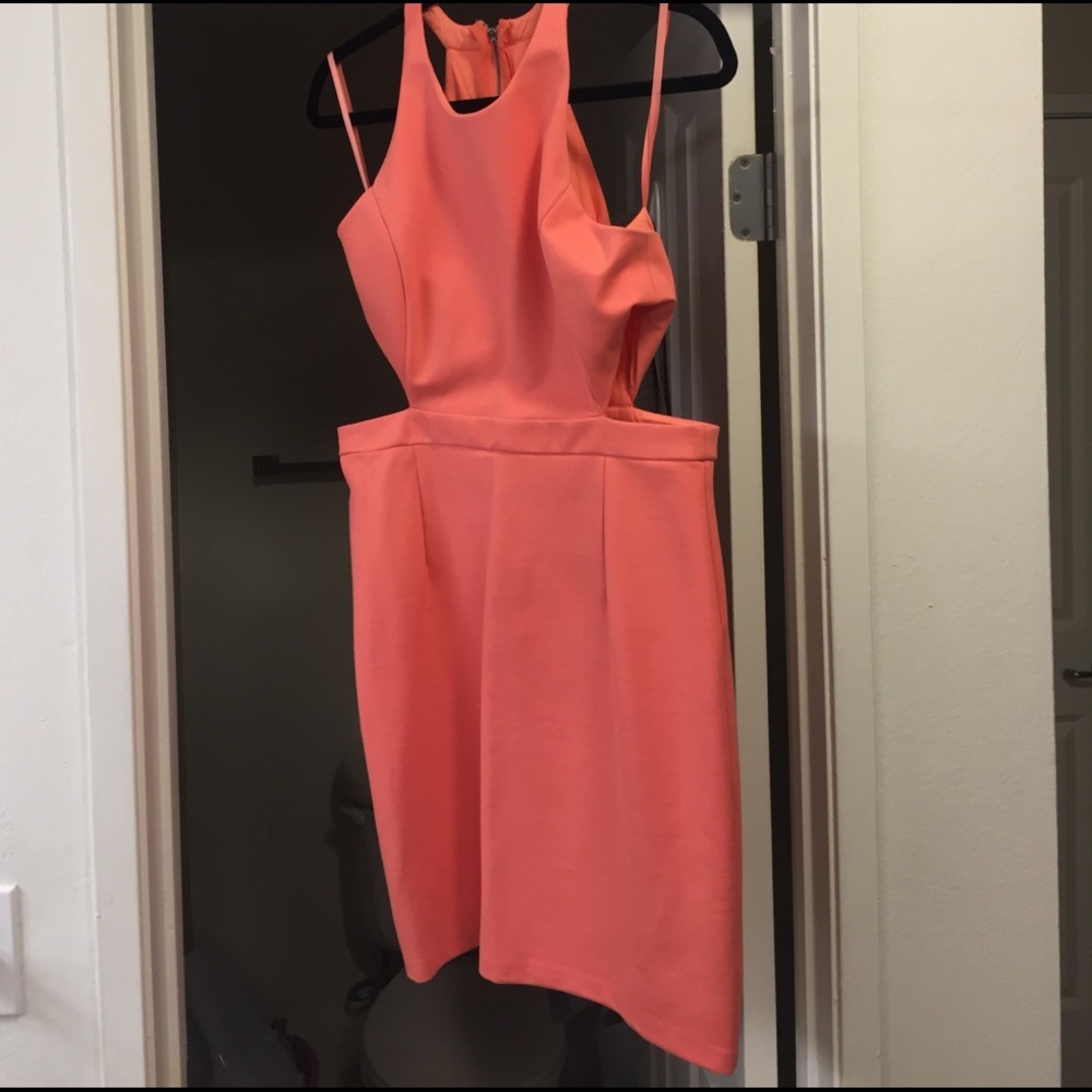 Lulus Coral cut out fitted mini dress