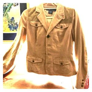 LINEN/LEATHER BLAZER NWOT RALPH LAUREN BLUE LABEL