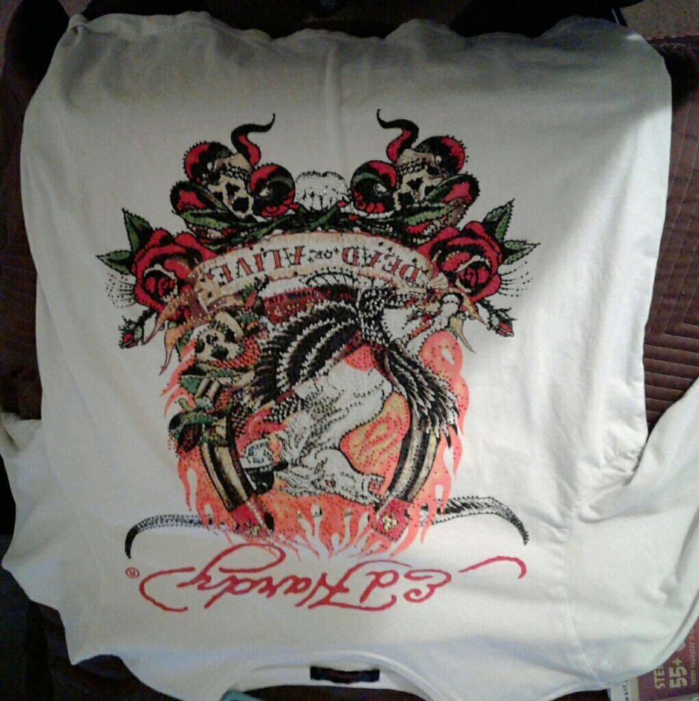 White Don Ed Hardy Long Sleeve T-Shirt