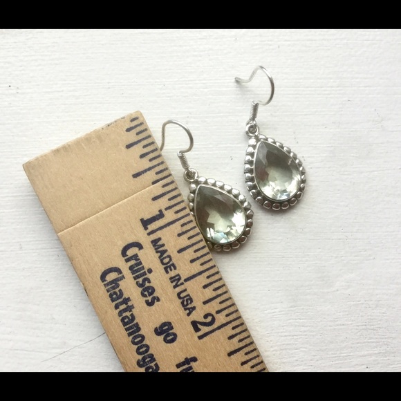 SOLD.  Sterling Silver Prasiolite Earrings - Picture 3 of 3
