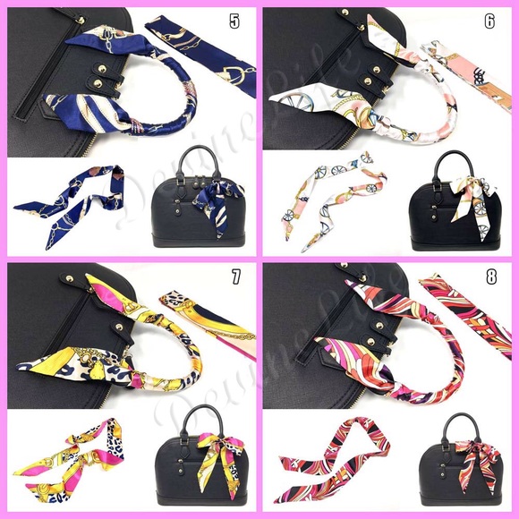 2pc Silk Twilly Scarf Purse Bag Handle Wrap Ribbon - Picture 5 of 8